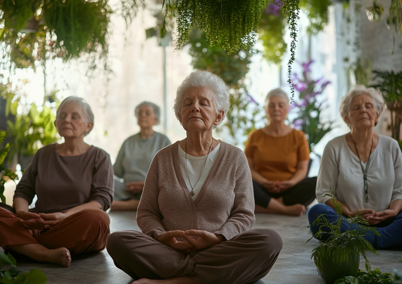Група людей у позі медитації з прямою спиною
